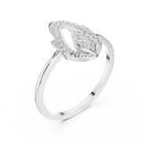 White gold open marquise lab grown diamond ring, side view