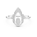 White gold open marquise lab grown diamond ring, angled view