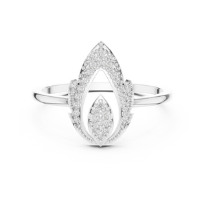 White gold open marquise lab grown diamond ring, angled view