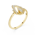 Yellow gold open marquise lab grown diamond ring, side view