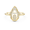 Yellow gold open marquise lab grown diamond ring, angled view