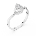 White gold leaf swirl lab grown diamond ring, side view