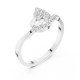 White gold leaf swirl lab grown diamond ring, side view