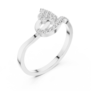 White gold leaf swirl lab grown diamond ring, side view
