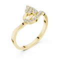 Yellow gold leaf swirl lab grown diamond ring, side view