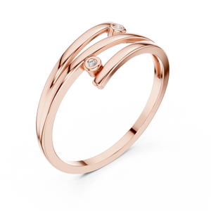 Rose gold two stone open wrap lab grown diamond ring, side view
