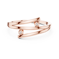 Rose gold two stone open wrap lab grown diamond ring, angled view
