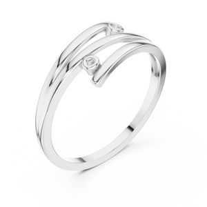 White gold two stone open wrap lab grown diamond ring, side view