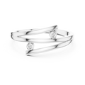 White gold two stone open wrap lab grown diamond ring, angled view