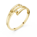 Yellow gold two stone open wrap lab grown diamond ring, side view