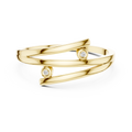 Yellow gold two stone open wrap lab grown diamond ring, angled view