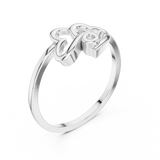 White gold interlocking hearts lab grown diamond ring, side view