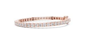 Rose gold round diamond tennis bracelet, side view