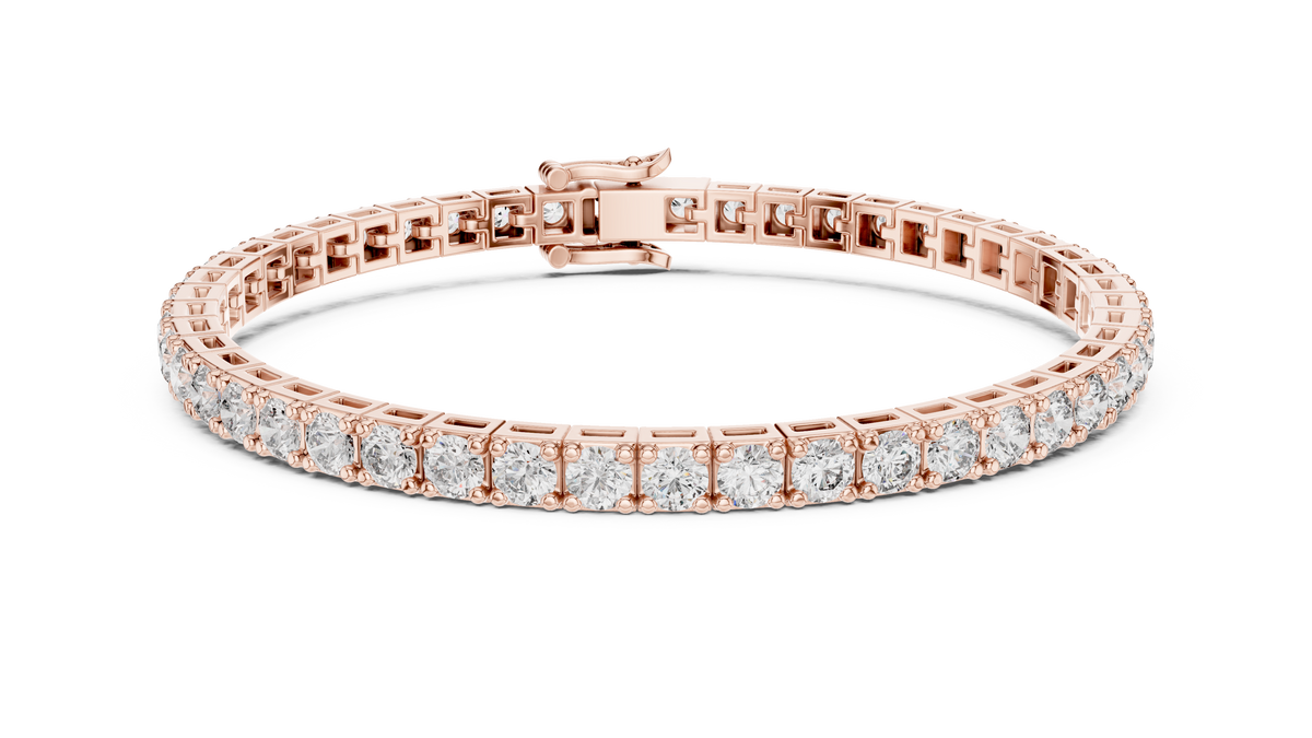 Rose gold 11.10 ct round diamond tennis bracelet, front view