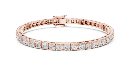 Rose gold 5.17 ct round diamond tennis bracelet, front view