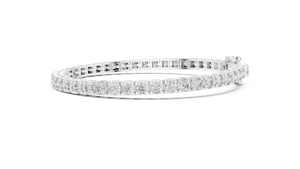 White gold round diamond tennis bracelet, side view