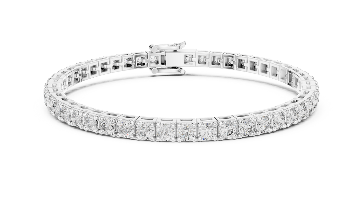 White gold 11.10 ct round diamond tennis bracelet, front view