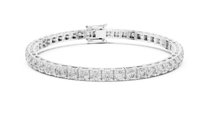 White gold 11.10 ct round diamond tennis bracelet, front view