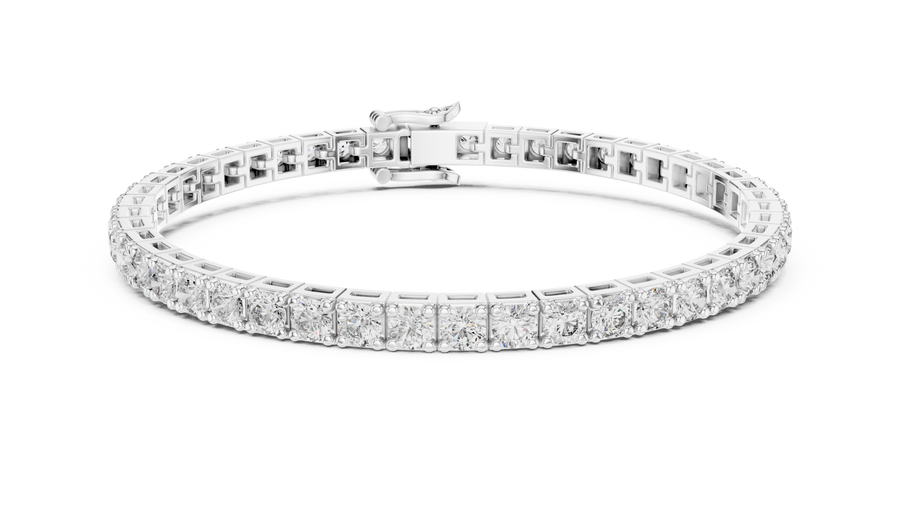 White gold 11.10 ct round diamond tennis bracelet, front view