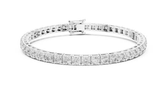 White gold 5.17 ct round diamond tennis bracelet, front view