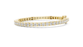 Yellow gold round diamond tennis bracelet, side view