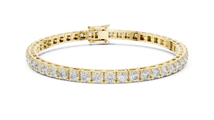 Yellow gold 5.17 ct round diamond tennis bracelet, front view