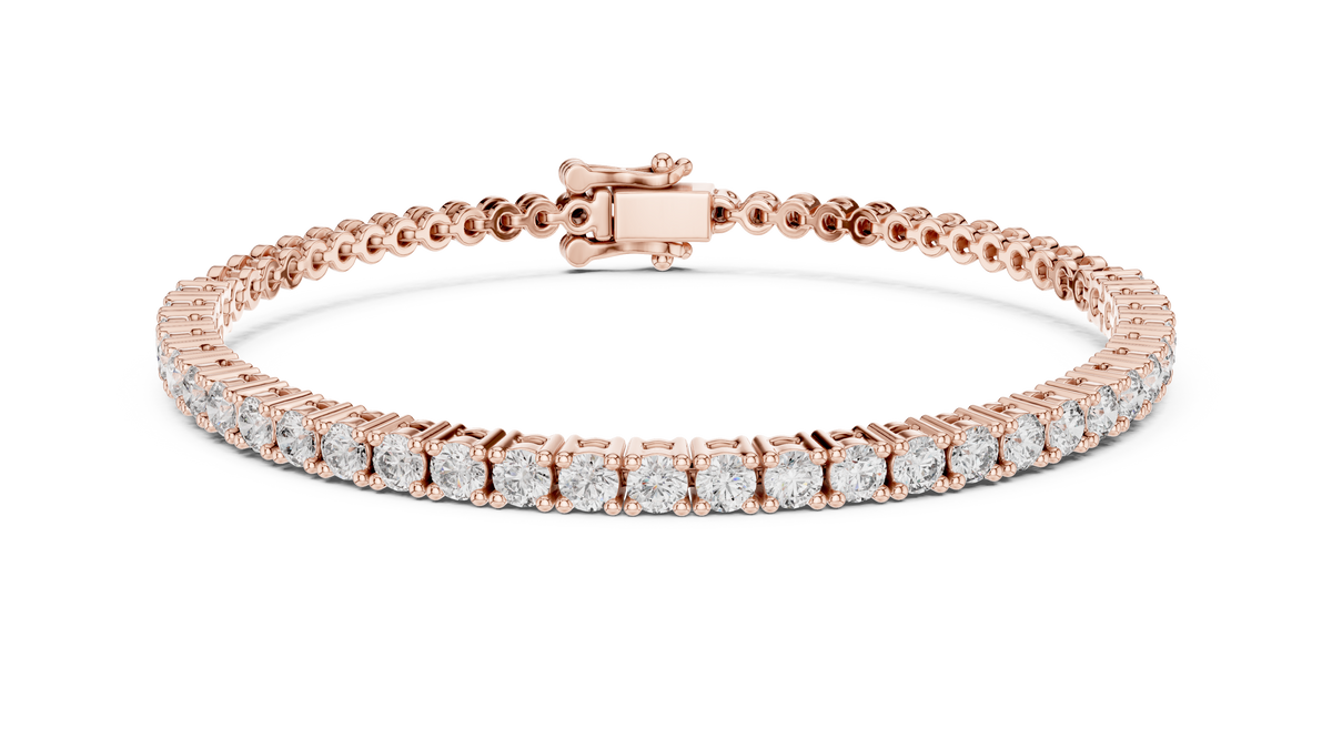 Rose gold 1.95 ct diamond half tennis bracelet, front view