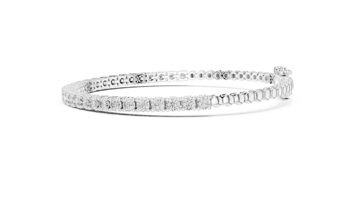 White gold diamond half tennis bracelet, side view
