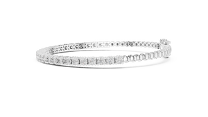 White gold diamond half tennis bracelet, side view