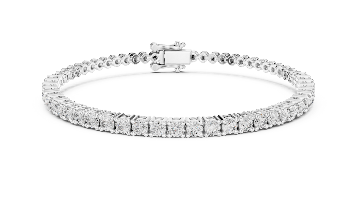 White gold 1.95 ct diamond half tennis bracelet, front view