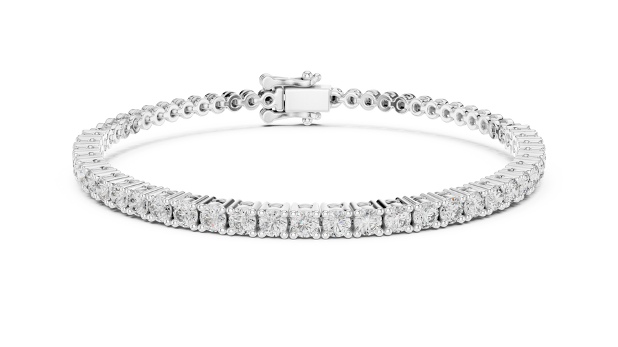 White gold 1.95 ct diamond half tennis bracelet, front view