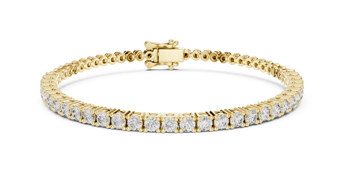 Yellow gold 1.95 ct diamond half tennis bracelet, front view