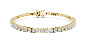 Yellow gold 1.95 ct diamond half tennis bracelet, front view