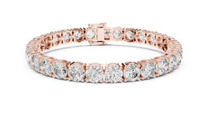 Rose gold 24.65 ct round diamond tennis bracelet, front view