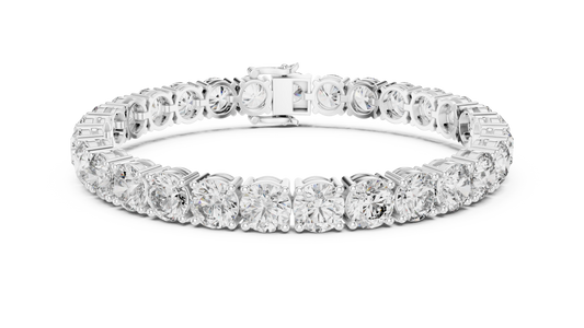 White gold 24.65 ct round diamond tennis bracelet, front view