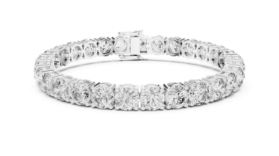 White gold 24.65 ct round diamond tennis bracelet, front view