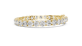 Yellow gold round diamond tennis bracelet, side view