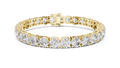 Yellow gold 24.65 ct round diamond tennis bracelet, front view