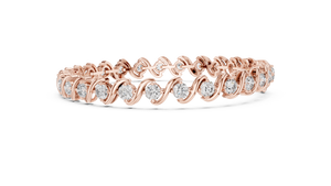 Rose gold S-link diamond tennis bracelet, side view