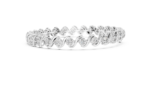 White gold S-link diamond tennis bracelet, side view