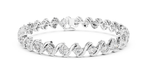 White gold 6.46 ct S-link diamond tennis bracelet, front view