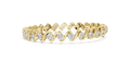 Yellow gold S-link diamond tennis bracelet, side view