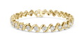 Yellow gold 6.46 ct S-link diamond tennis bracelet, front view