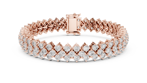 Rose gold 6.00 ct three-row diamond tennis bracelet, front view