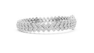 White gold three-row diamond tennis bracelet, side view