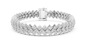 White gold 6.00 ct three-row diamond tennis bracelet, front view