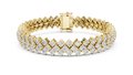 Yellow gold 6.00 ct three-row diamond tennis bracelet, front view