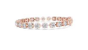 Rose gold round diamond tennis bracelet, side view