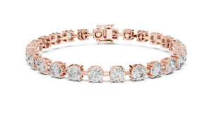 Rose gold 10.50 ct round diamond tennis bracelet, front view