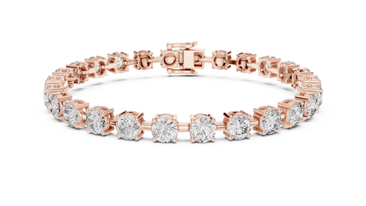 Rose gold 10.50 ct round diamond tennis bracelet, front view